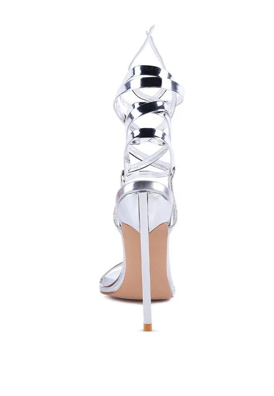 London Rag Stiletto Lace Up Leg Sandals