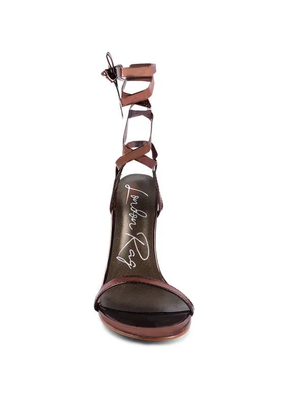London Rag Stiletto Lace Up Leg Sandals