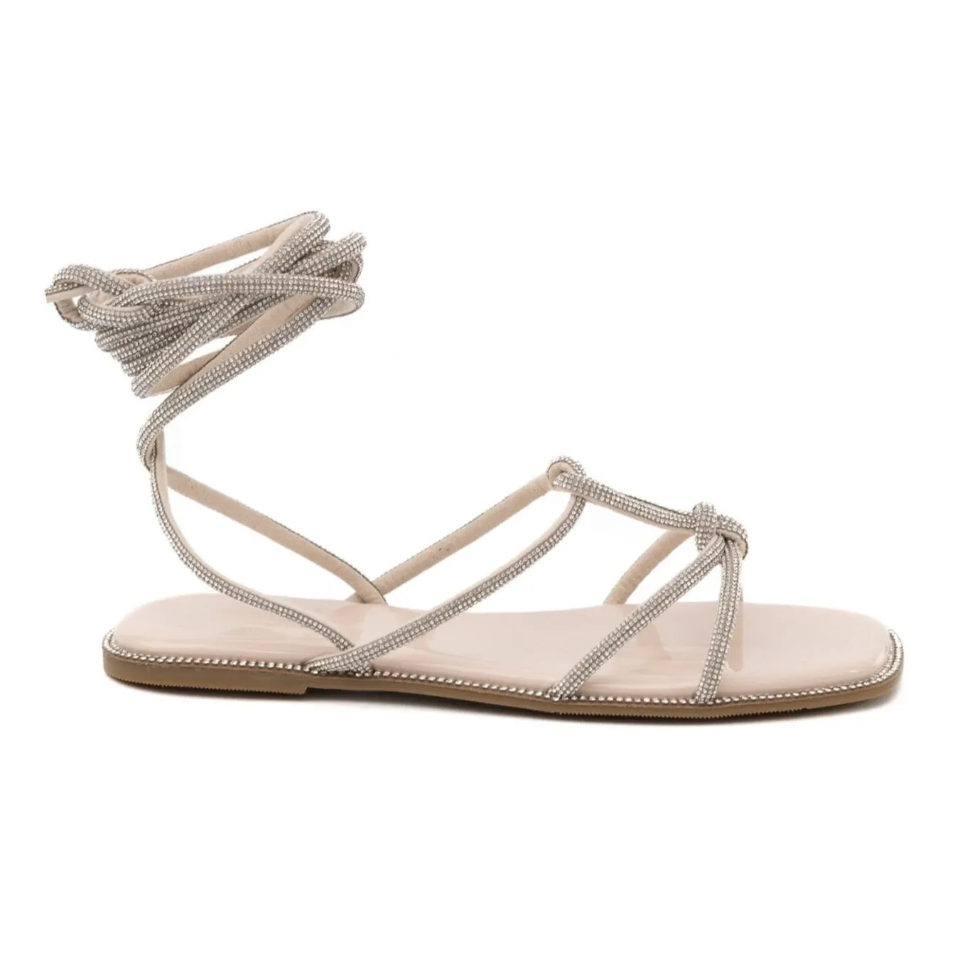 Magdala - Embellished Lace Up Flat Sandals