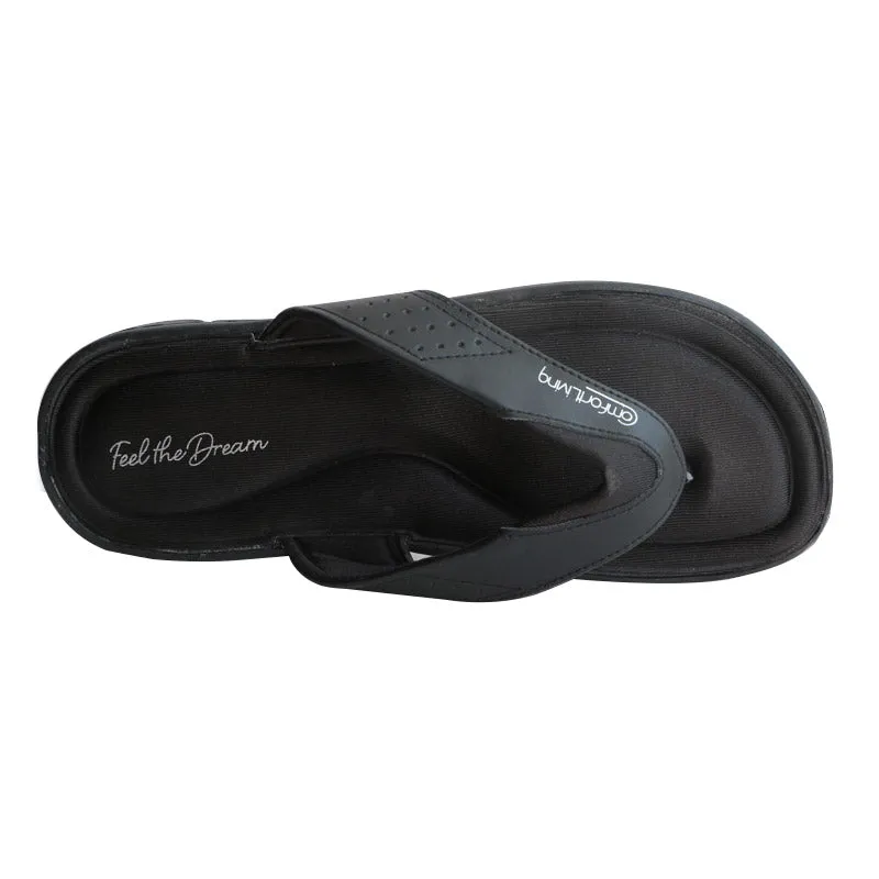 Men's Flip Flops Black Memory Foam Summer Sandals