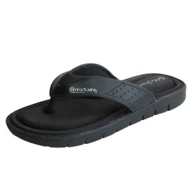 Men's Flip Flops Black Memory Foam Summer Sandals