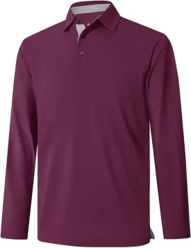 Mens Golf Shirt Short and Long Sleeve Moisture Wicking Dry Fit Performance Solid Casual Pique Golf Polo Shirts for Men