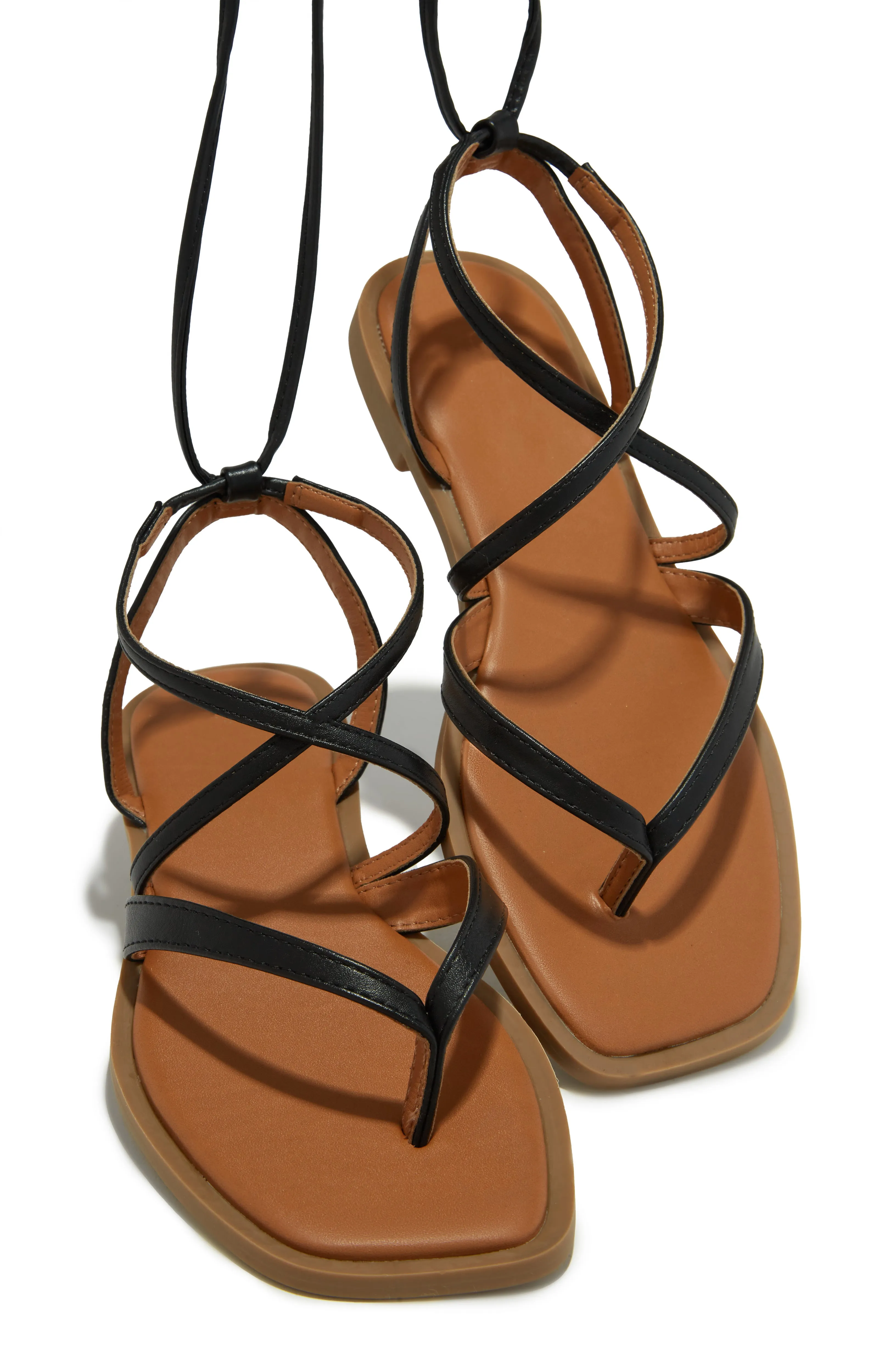 Mina Lace Up Sandals - Black