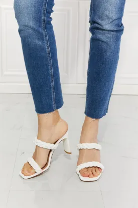 MMShoes In Love Double Braided White Block Heel Sandals