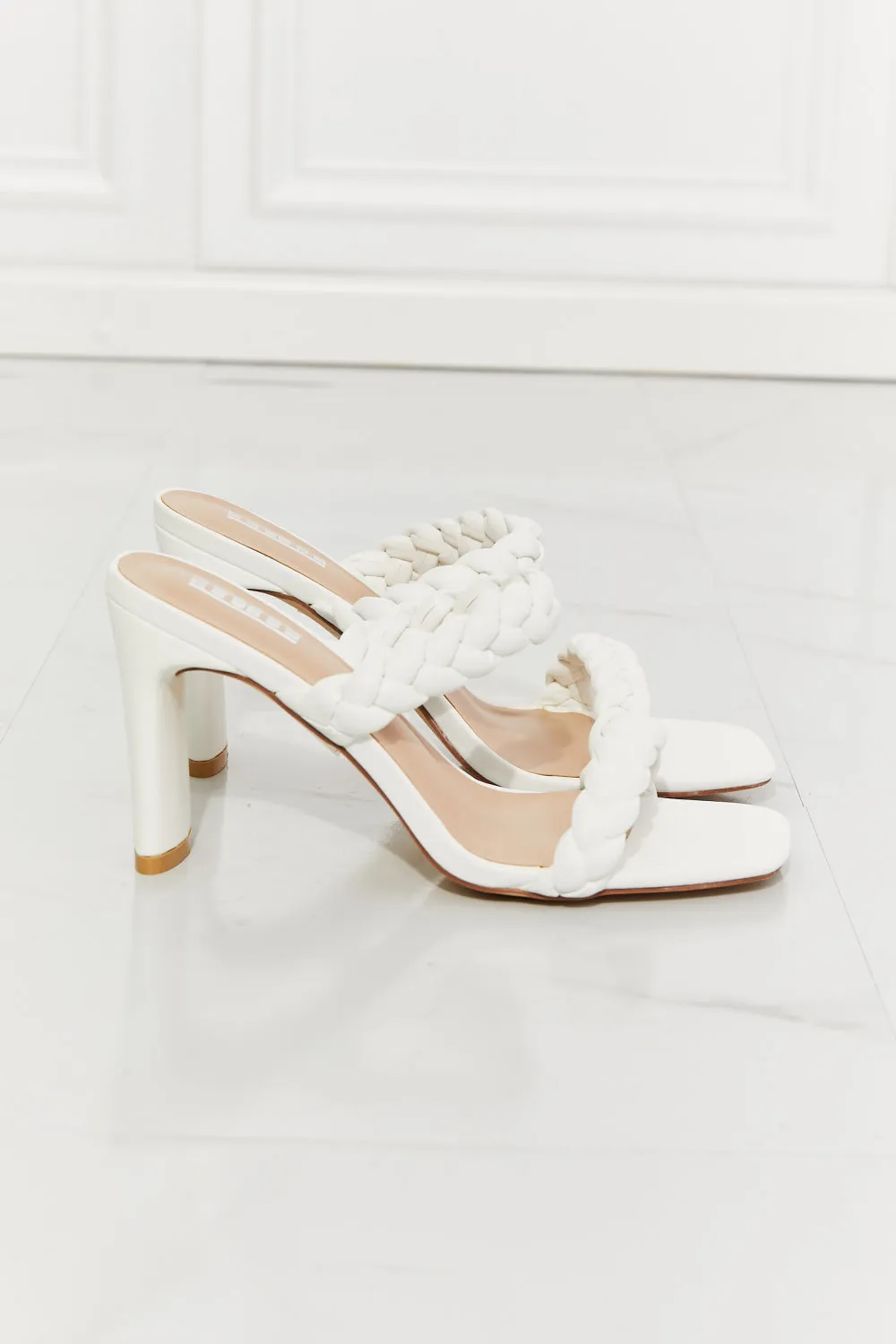 MMShoes In Love Double Braided White Block Heel Sandals