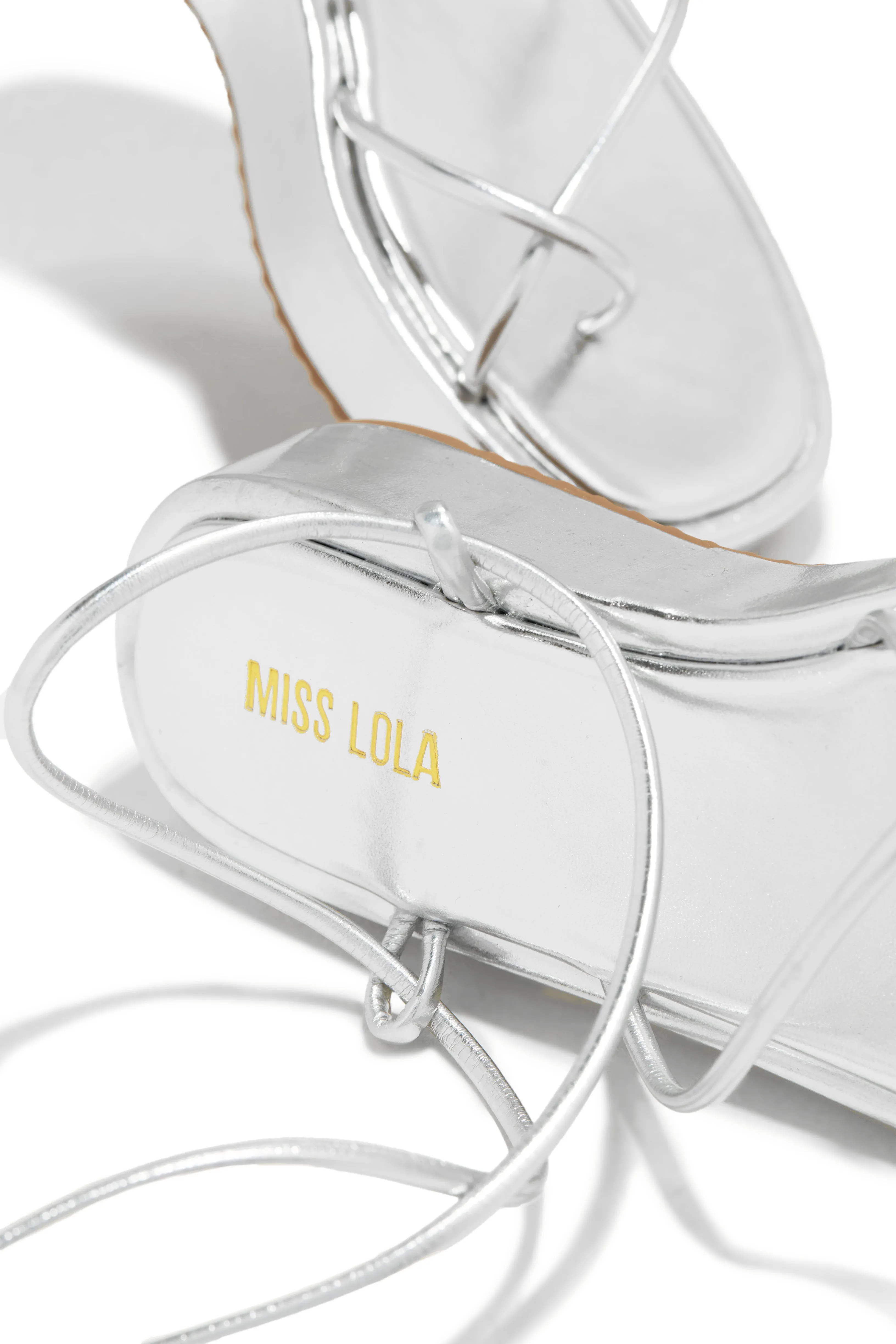 Mykonos Island Lace Up Platform Sandals - Silver