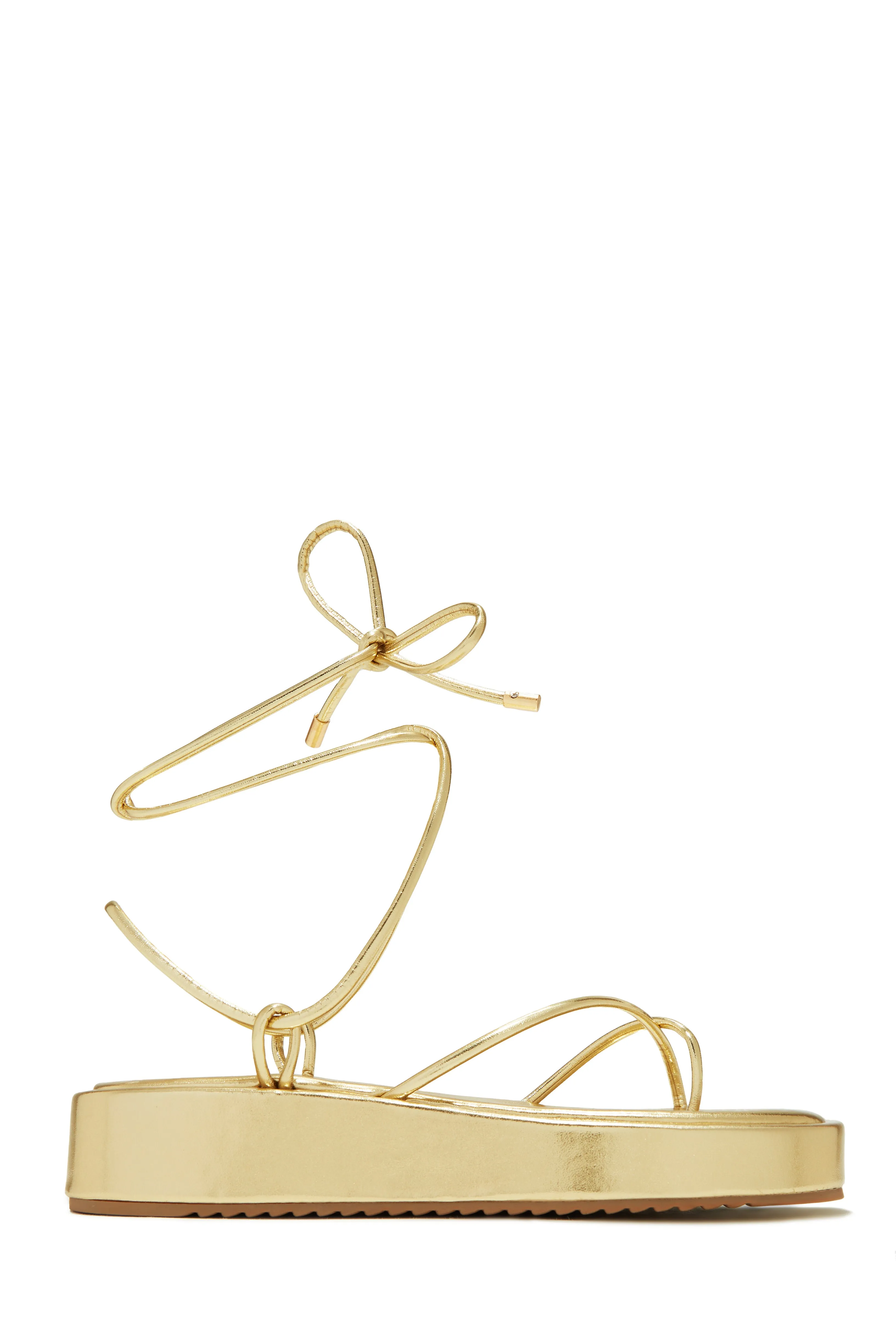 Mykonos Island Lace Up Platform Sandals - Silver