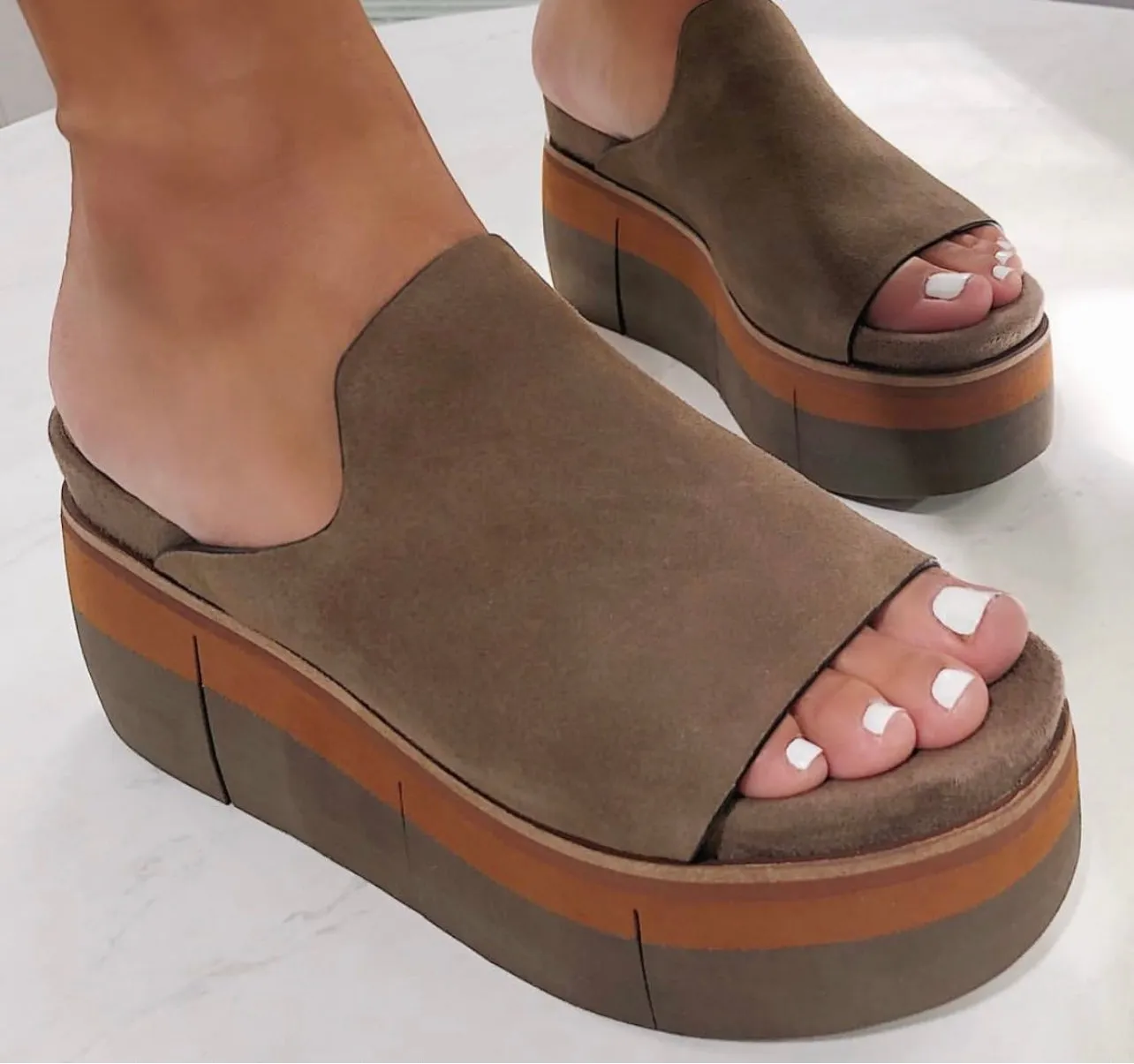 NAKED FEET - FLOW in OTTER Wedge Sandals