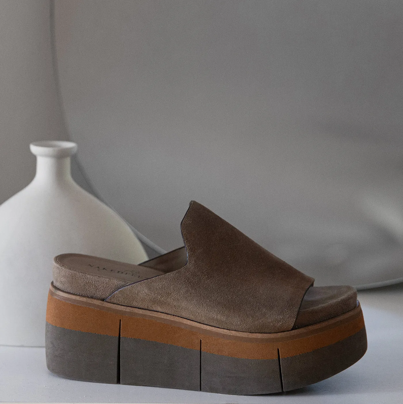 NAKED FEET - FLOW in OTTER Wedge Sandals