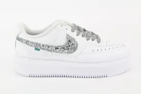 Nike Court Vision Low Platform Silver Glitter & Ricamo
