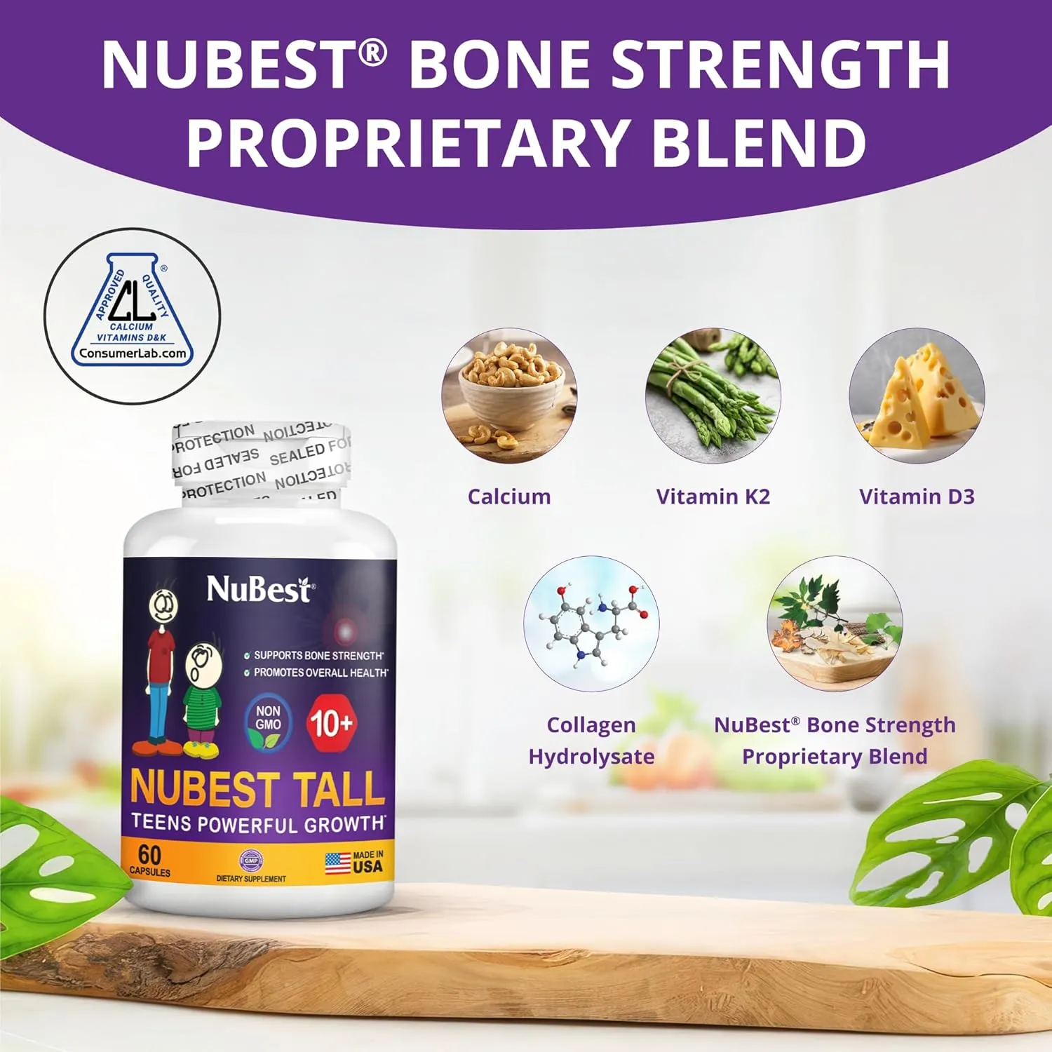 NuBest Tall 10  - Advanced Bone Strength Formula - Supports Immunity, Healthy Development & Optimal Wellness - for Children (10 ) & Teens Who Drink Milk Daily - 2 Pack | 2 Months Supply