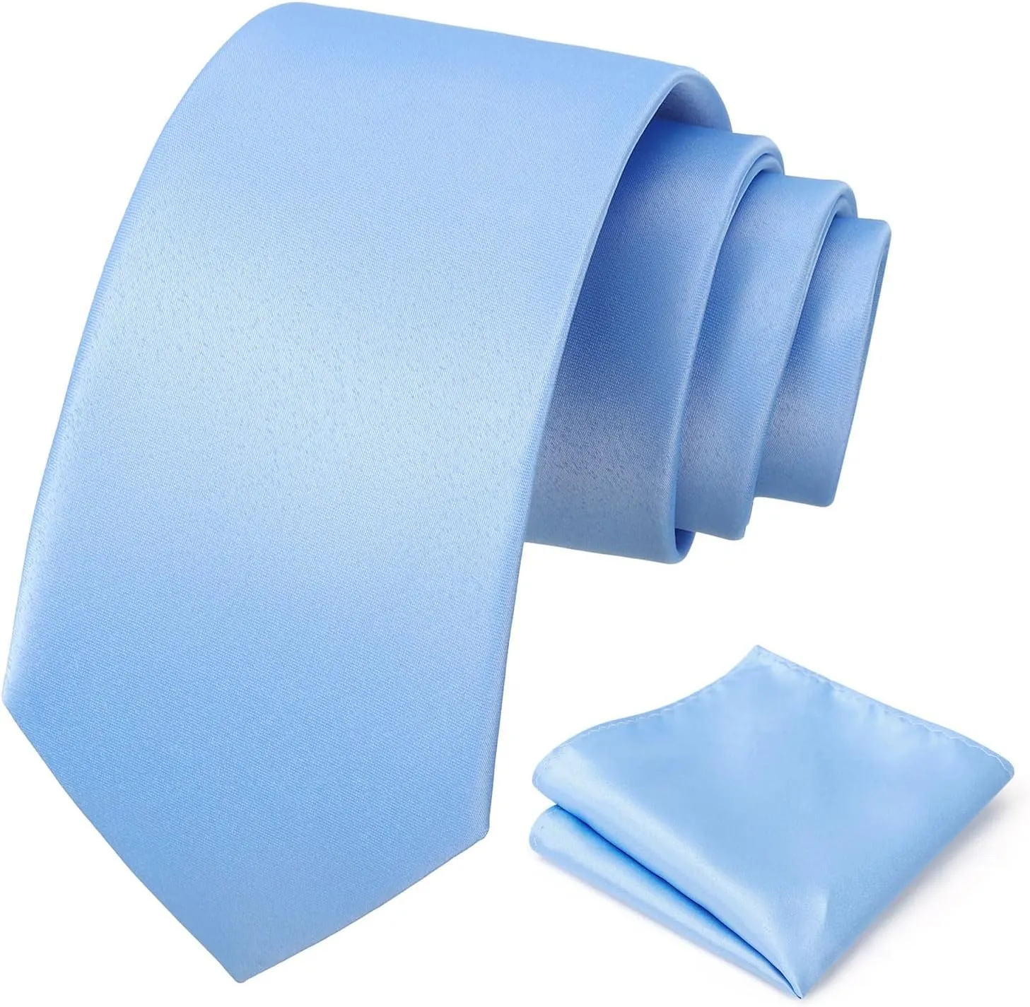 PenSee Men's Tie Set Solid Pure Color 3.15" (8CM) Classic Formal Plain Necktie and Pocket Square Set For Men