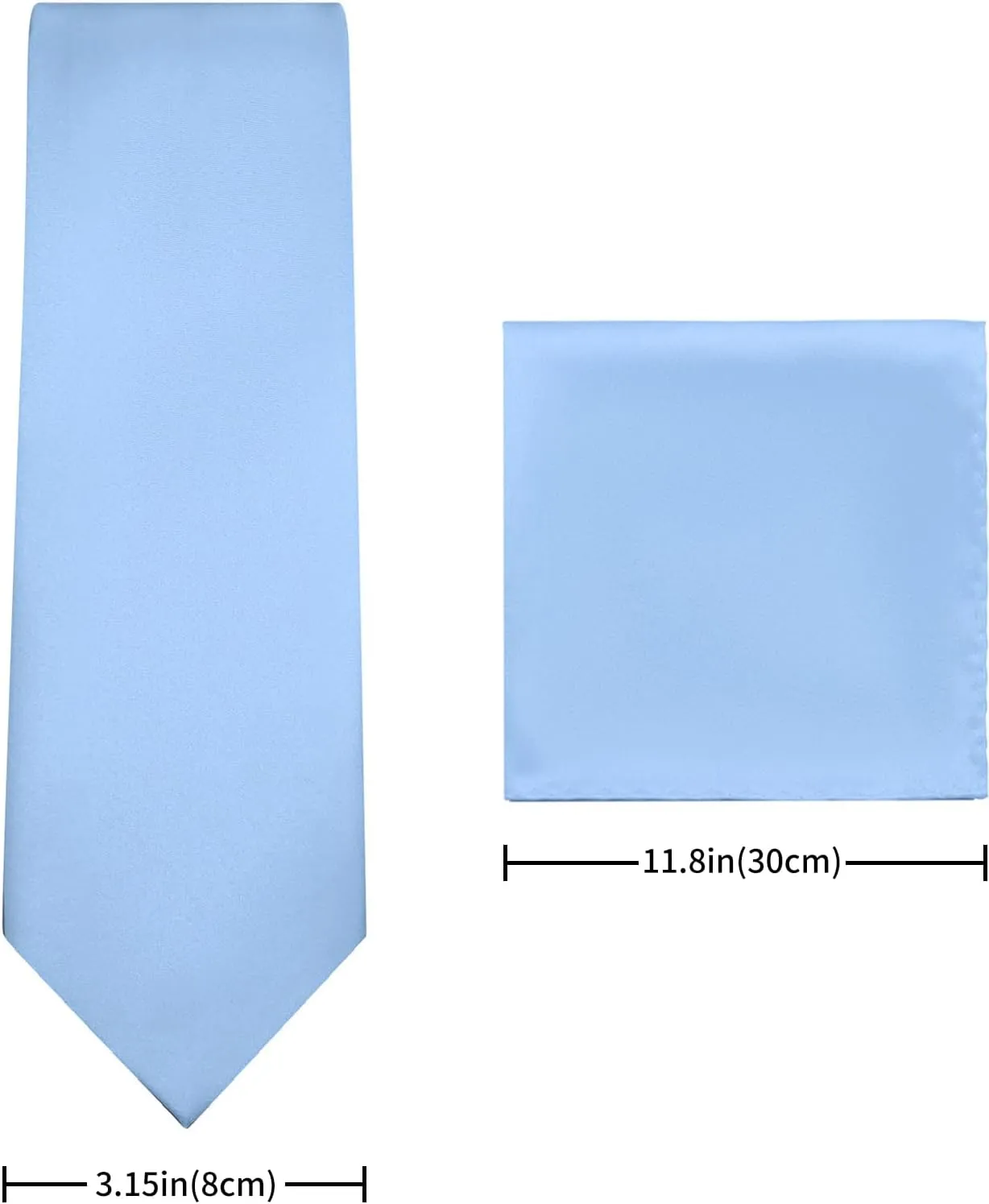 PenSee Men's Tie Set Solid Pure Color 3.15" (8CM) Classic Formal Plain Necktie and Pocket Square Set For Men