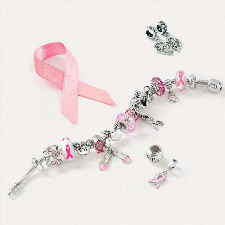 Pink White Prima Ballerina Charm Bead Sterling Silver for European Bracelet