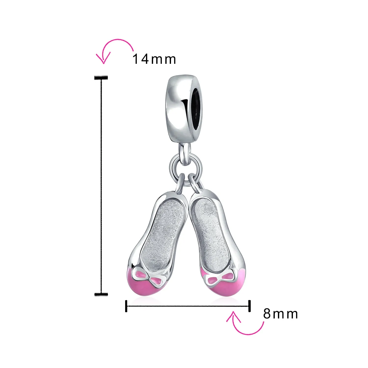 Pink White Prima Ballerina Charm Bead Sterling Silver for European Bracelet