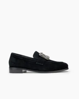 Rhinestones Buckle Round Toe Slip On Loafers