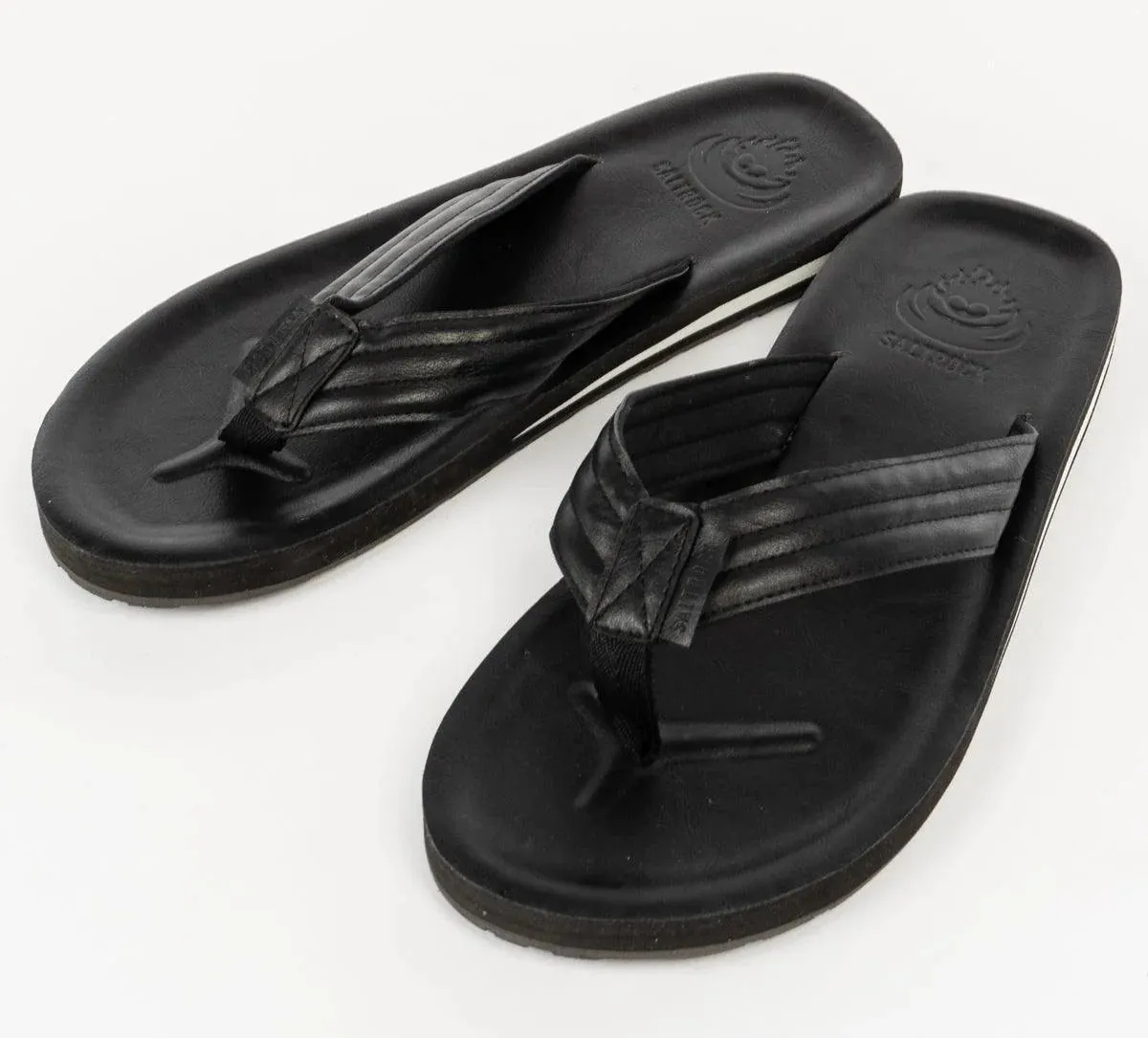 Saltrock Mens Utah Leather Flip Flops - Black