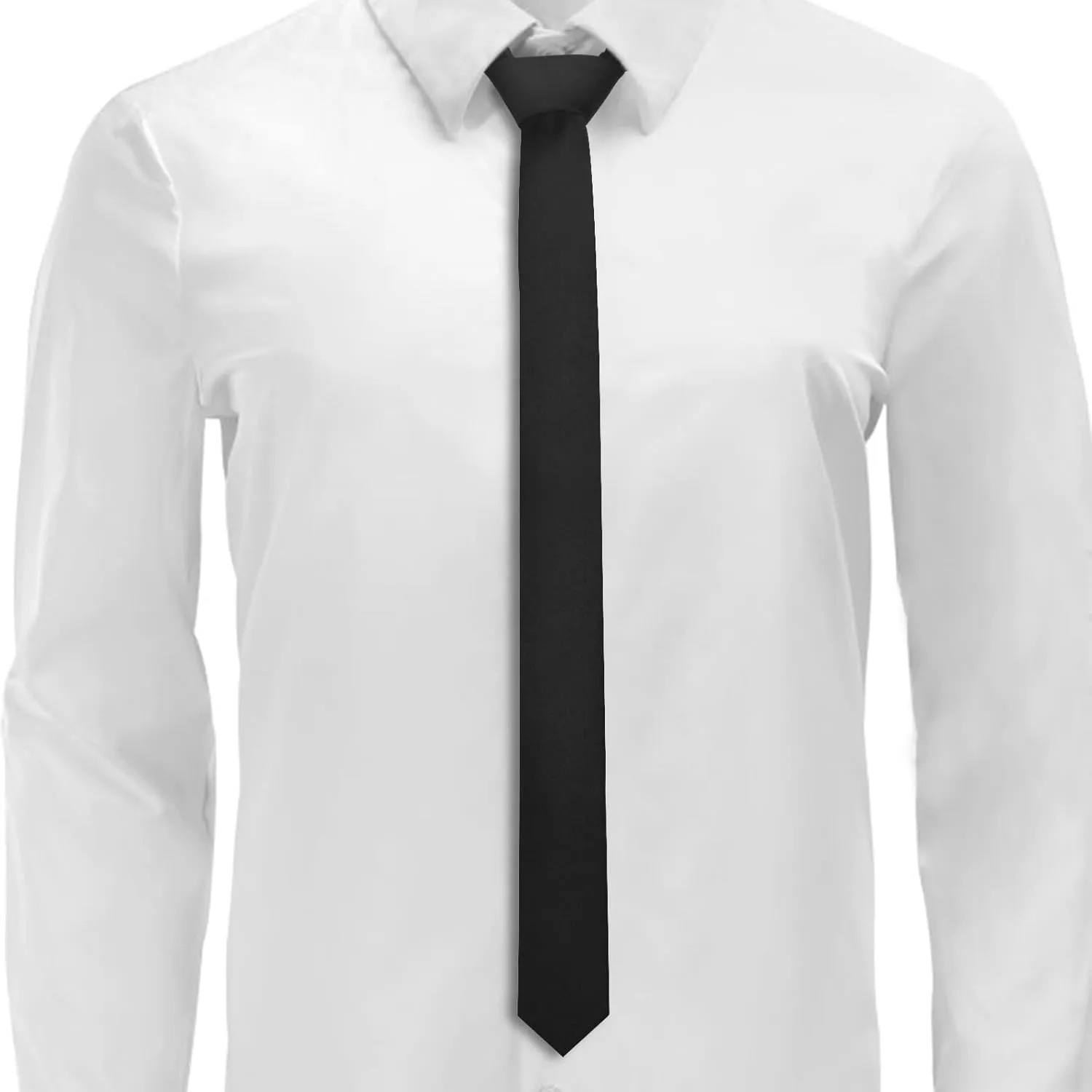 Skinny Ties Black Ties For Men and Women Solid Pure Color 1.58" (4CM) Plain Formal Slim Neckties