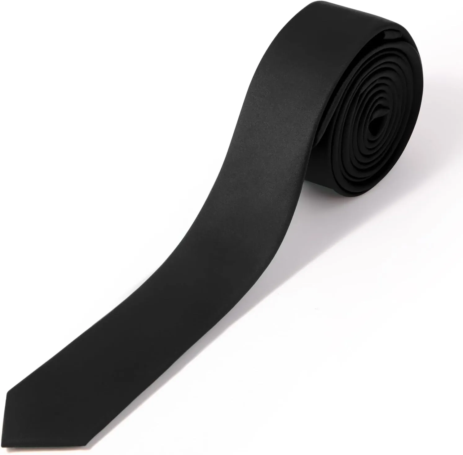 Skinny Ties Black Ties For Men and Women Solid Pure Color 1.58" (4CM) Plain Formal Slim Neckties