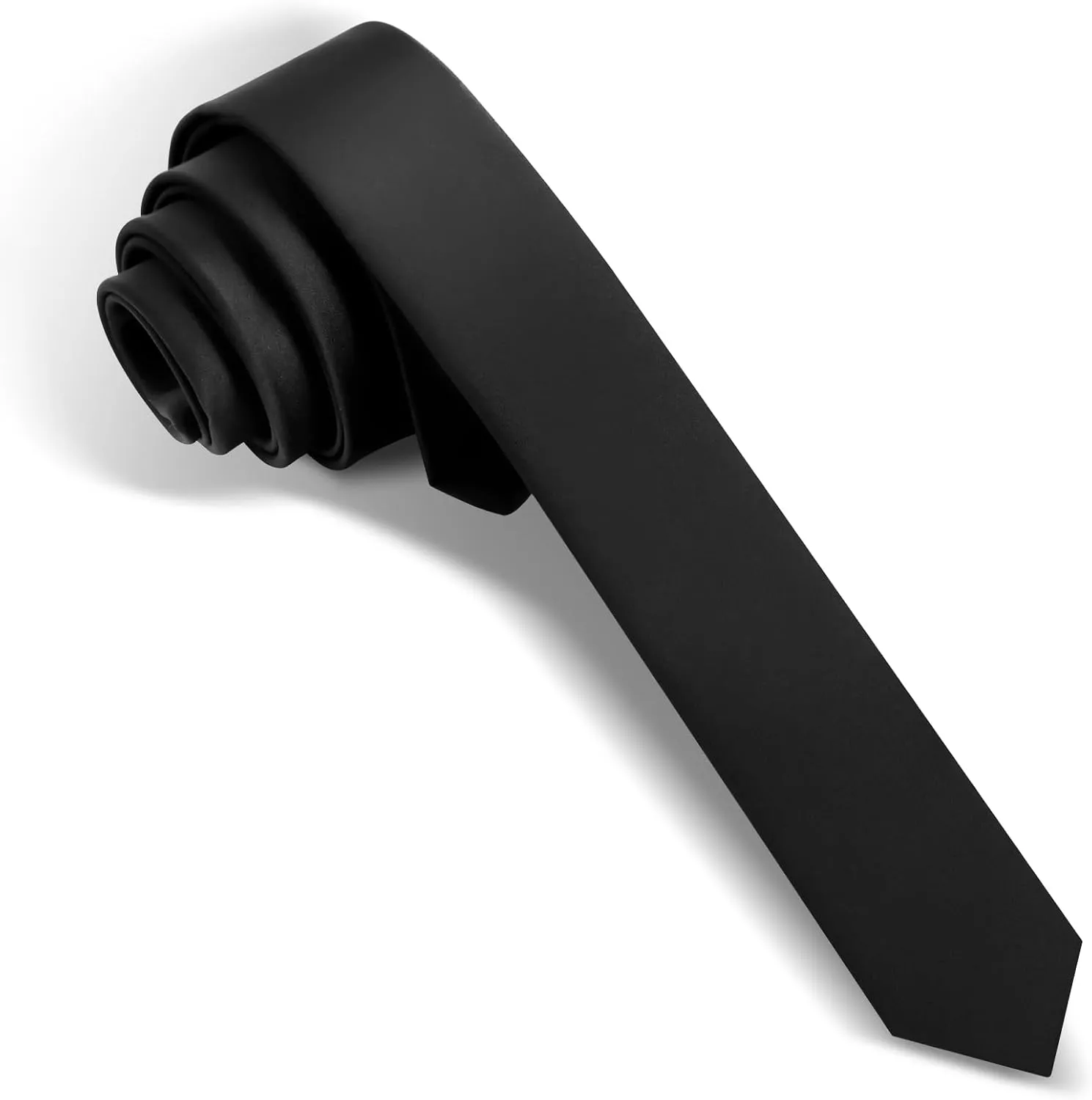 Skinny Ties Black Ties For Men and Women Solid Pure Color 1.58" (4CM) Plain Formal Slim Neckties
