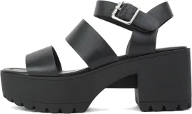 Soda ACCOUNT ~ Women Open Toe Two Bands Lug sole Fashion Block Heel Sandals with Adjustable Ankle Strap