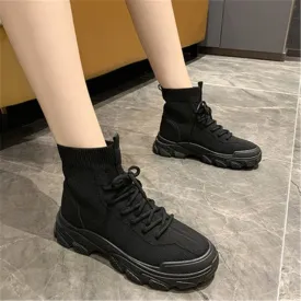 Splicing Design Lace Up Front Boots