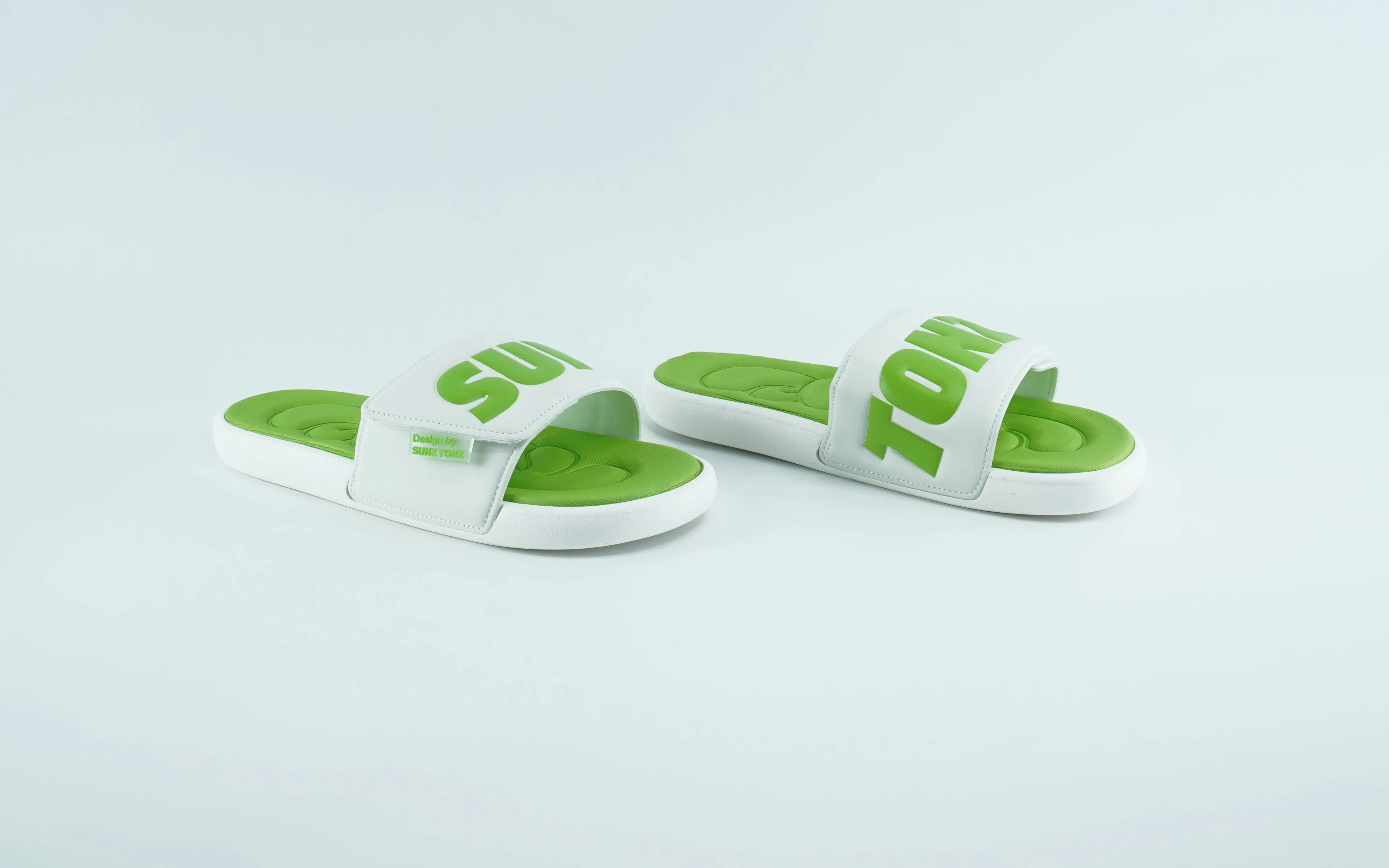 Sunz Tonz Slides for men in green and white