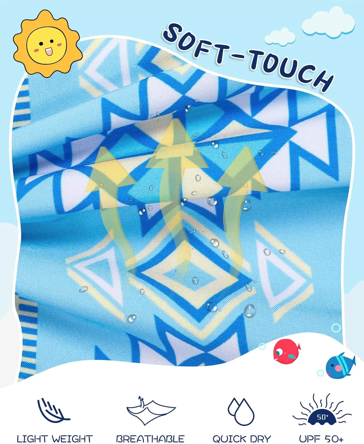 SURF CUZ Boys Swim Trunks with Boxer Brief Liner Toddler Boy Stretch Swimsuit Shorts Quick Dry Swimming Trunks Bathing Suit
