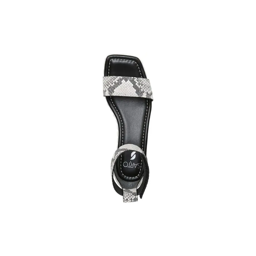 Tiana 2 Black and White Snake Leather Franco Sarto Wedge Sandals