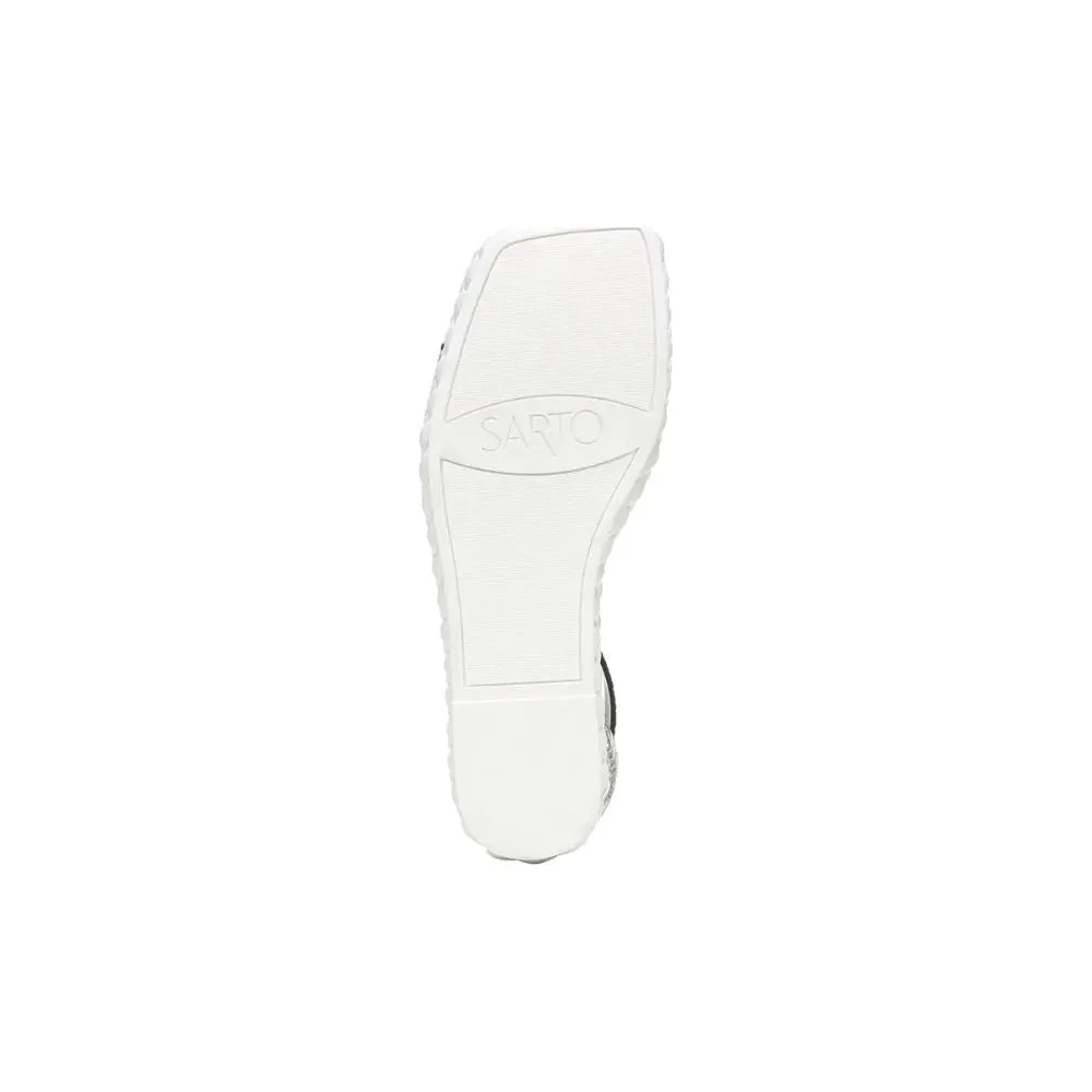 Tiana 2 Black and White Snake Leather Franco Sarto Wedge Sandals