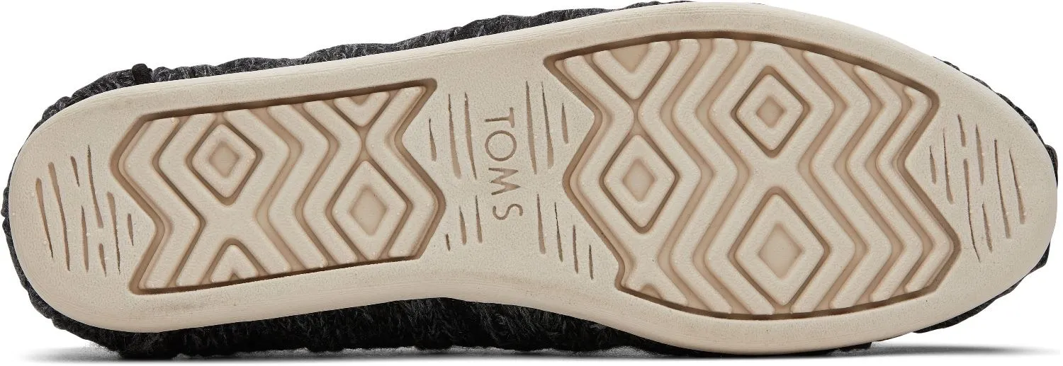 Toms Alpargata Black Faux Fur Womens Espadrilles Slipons Shoes