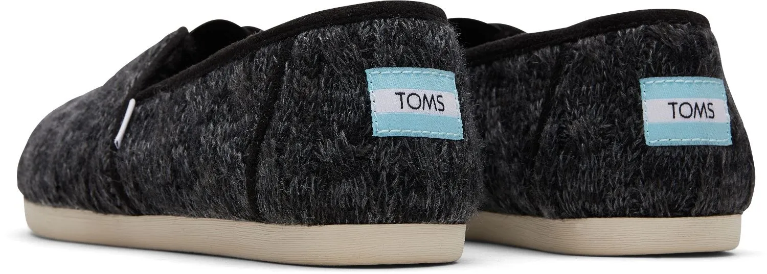 Toms Alpargata Black Faux Fur Womens Espadrilles Slipons Shoes