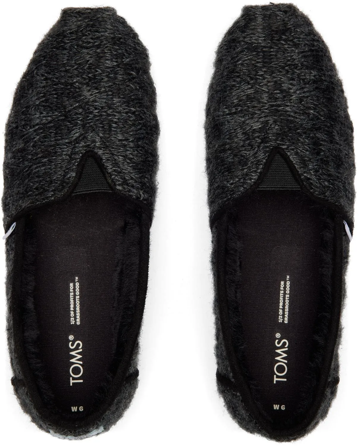 Toms Alpargata Black Faux Fur Womens Espadrilles Slipons Shoes