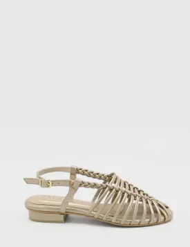 Troya braided crochet sandals in gold leather womens shoes