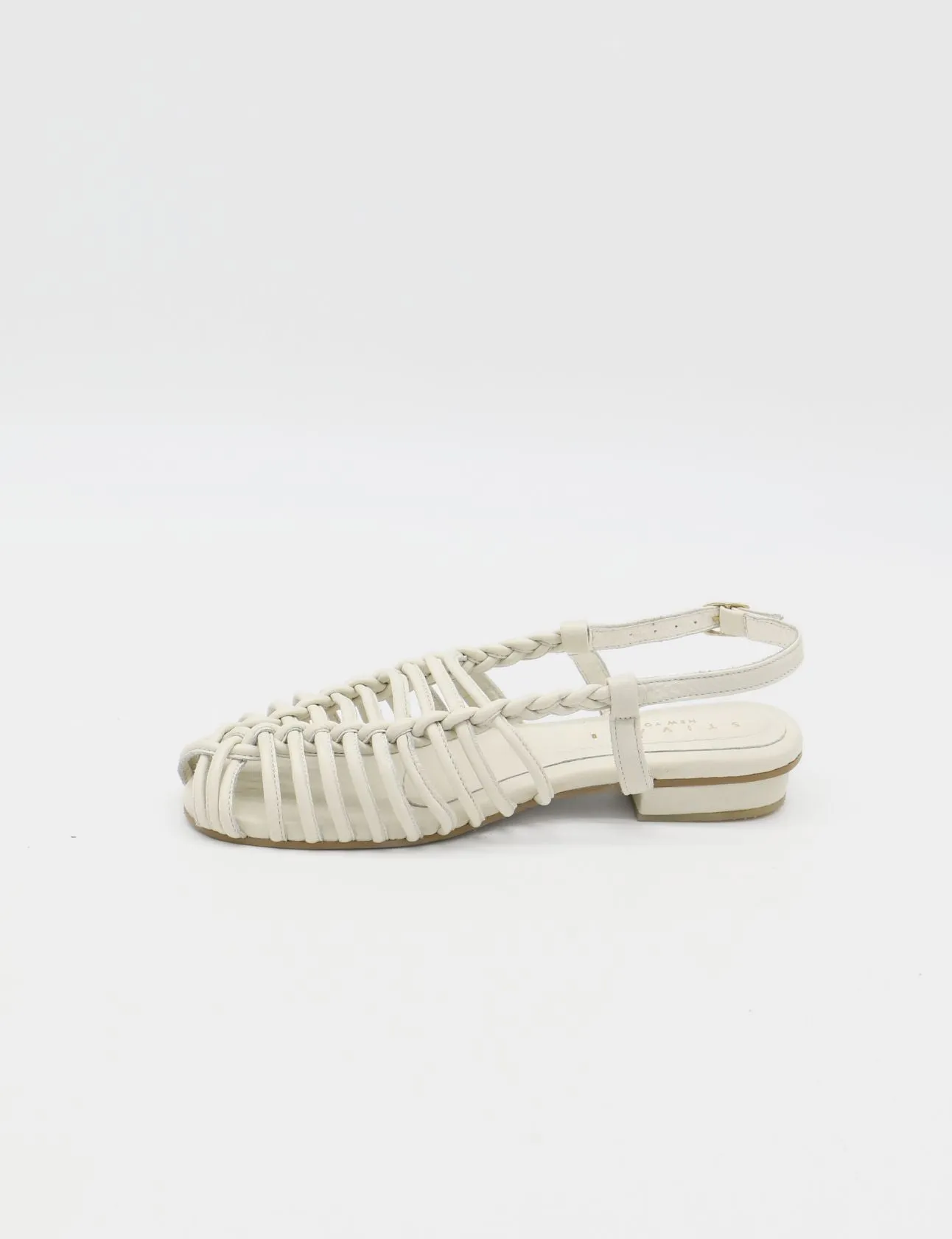 Troya braided crochet sandals in off white leather women shoes