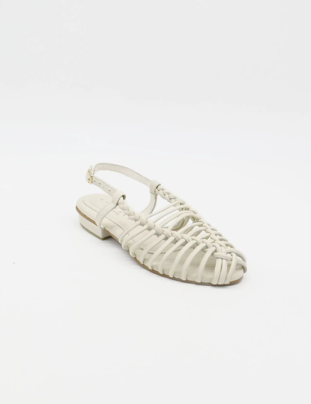 Troya braided crochet sandals in off white leather women shoes