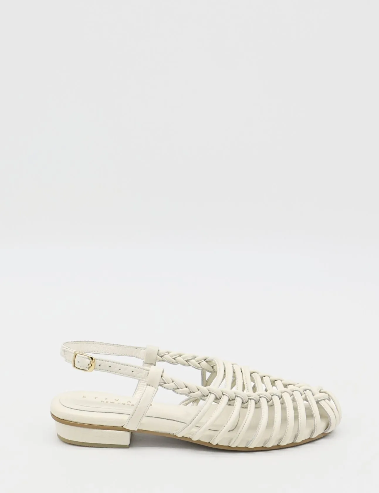 Troya braided crochet sandals in off white leather women shoes