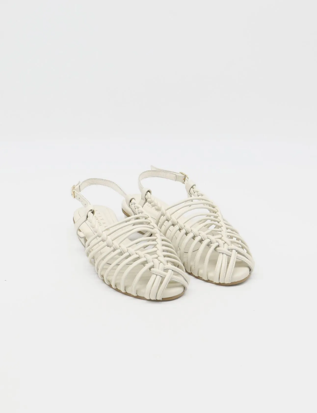 Troya braided crochet sandals in off white leather women shoes