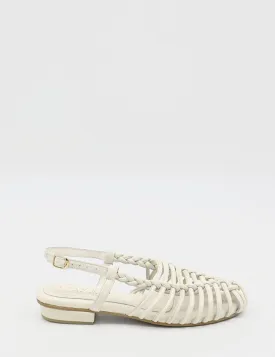Troya braided crochet sandals in off white leather women shoes
