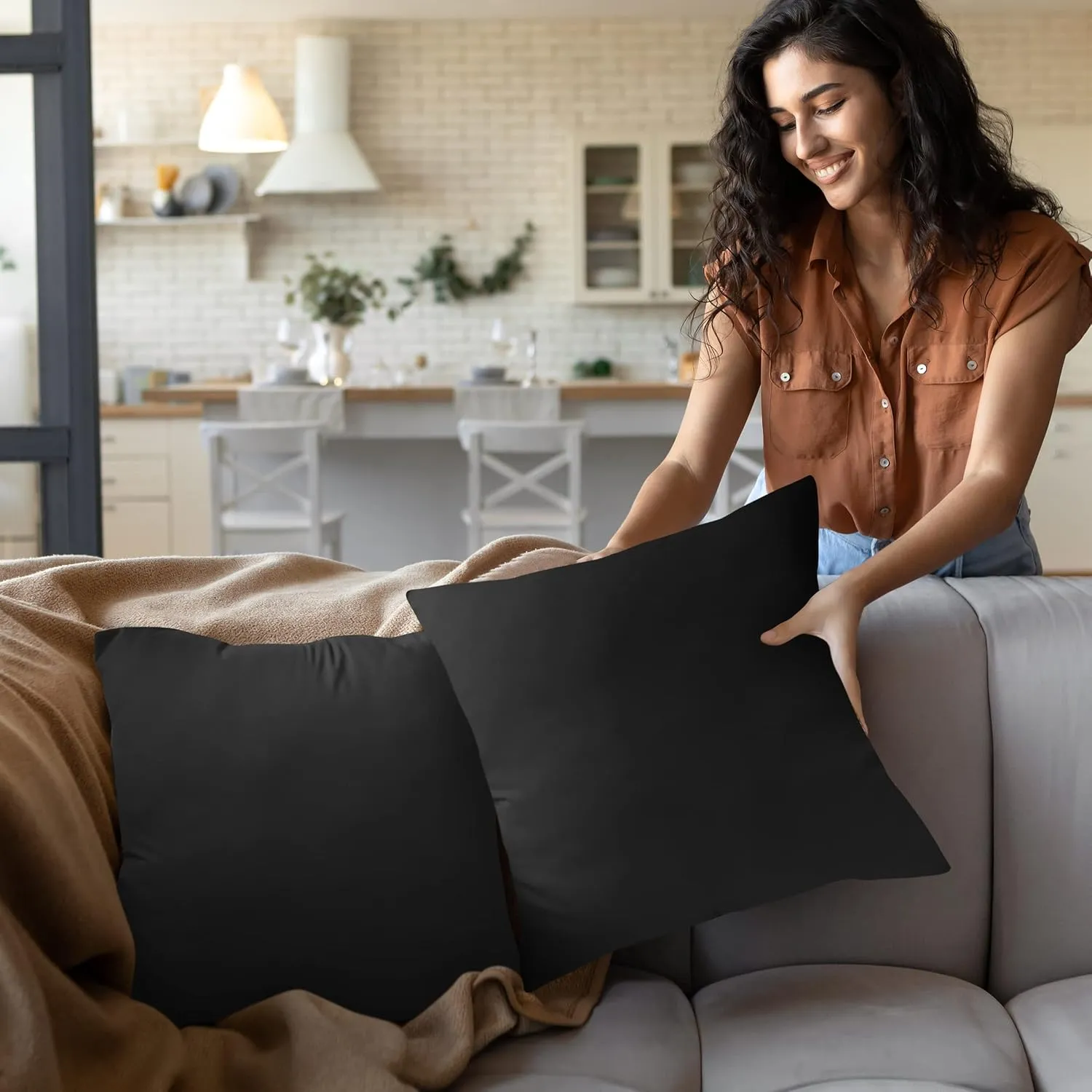 Utopia Bedding Throw Pillows Insert (Pack of 2, Black) - 18 x 18 Inches Bed and Couch Pillows - Indoor Decorative Pillow
