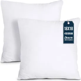 Utopia Bedding Throw Pillows Insert (Pack of 2, White) - 18 x 18 Inches Bed and Couch Pillows - Indoor Decorative Pillow