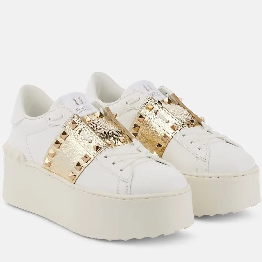 Valentino Garavani Rockstud Untitled Leather Platform Sneakers