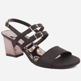 Women "BEHATI" Glossy Chrome Block Heel Sandals