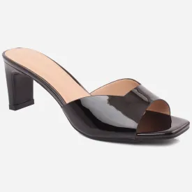 Women "FLAVIA" Gorgeous Block Heel Square Toe Slip On Sandals