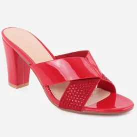Women "SAWYER" Butterfly Strap Rhinestone Embellished Open Toe Block Heel Slip On Sandals