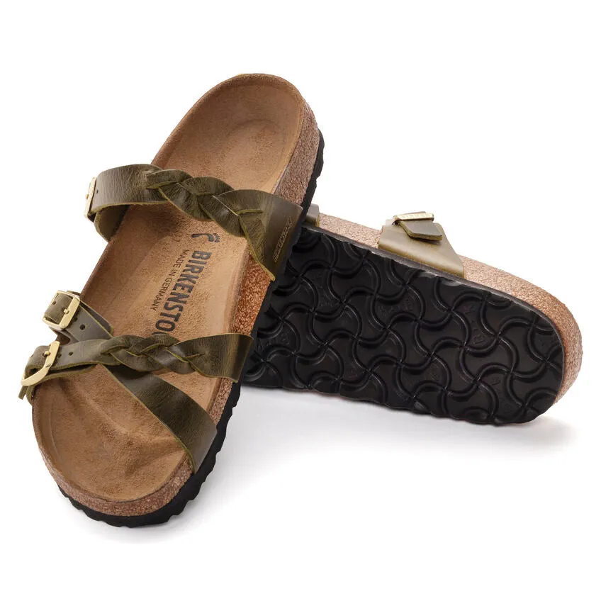 Women's Franca Oiled Leather Sandal- Olive Green